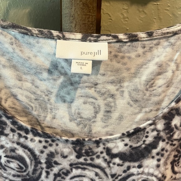 J Jill Pure Jill  Large Women's Printed Scoop Neck Dress- Neutral Swirl Pattern - Picture 2 of 5